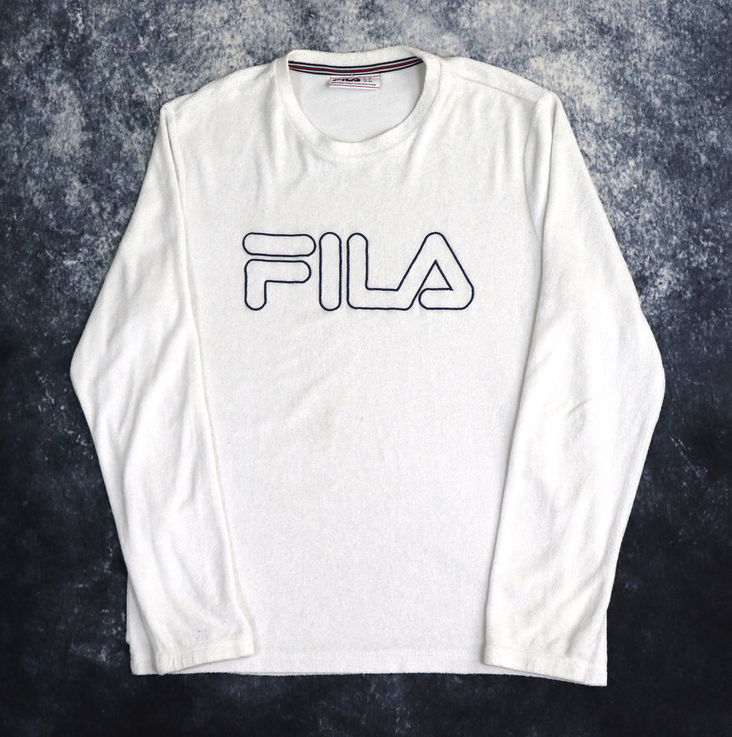 Vintage White Fila Towelling Sweatshirt | Medium
