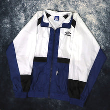 Load image into Gallery viewer, Vintage White, Blue &amp; Black Umbro Windbreaker Jacket | XXL
