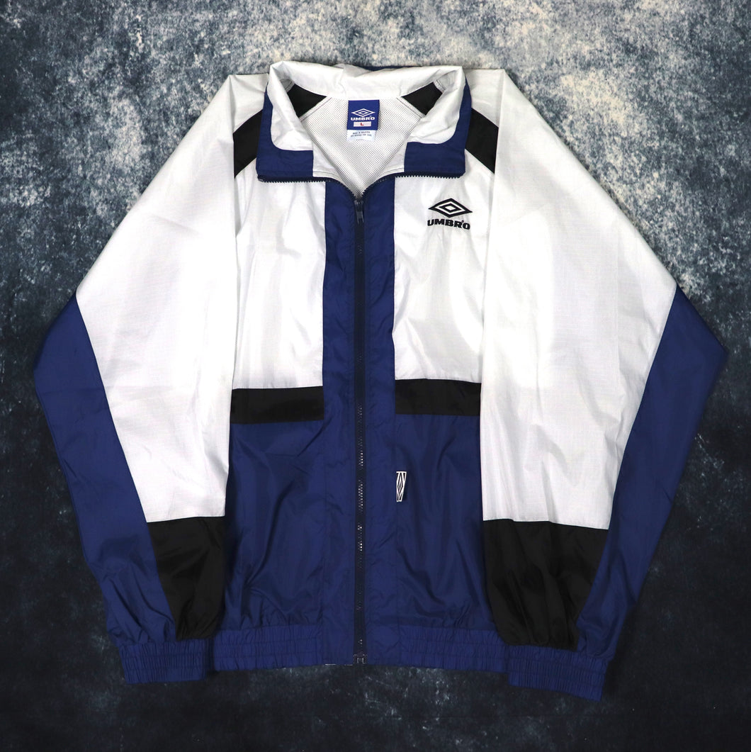 Vintage White, Blue & Black Umbro Windbreaker Jacket | XXL