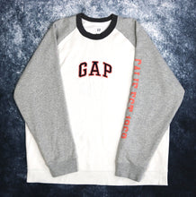 Load image into Gallery viewer, Vintage White &amp; Grey GAP Spell Out Sweatshirt | XXL
