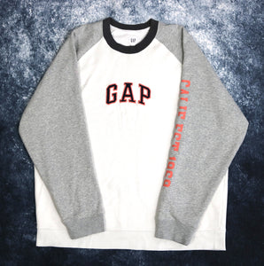 Vintage White & Grey GAP Spell Out Sweatshirt | XXL