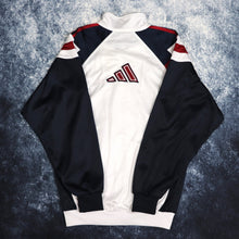 Load image into Gallery viewer, Vintage White &amp; Navy Adidas Track Jacket | Small
