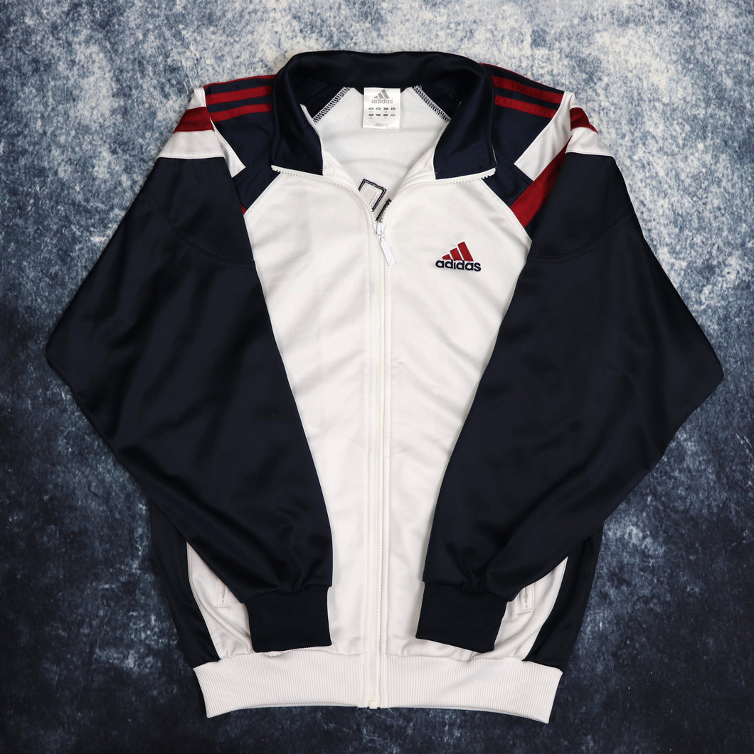 Vintage White & Navy Adidas Track Jacket | Small