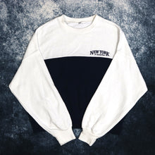 Load image into Gallery viewer, Vintage 90&#39;s White &amp; Navy New York Colour Block Sweatshirt | Size 6
