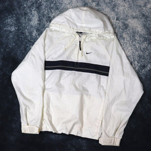 Vintage White & Navy Nike 1/4 Zip Windbreaker Jacket | XS