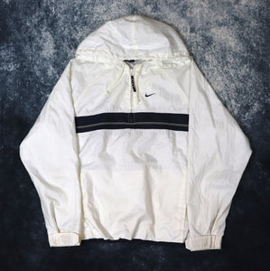 Vintage White & Navy Nike 1/4 Zip Windbreaker Jacket | XS