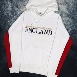 Vintage White & Red England Rugby Championship Hoodie | Medium
