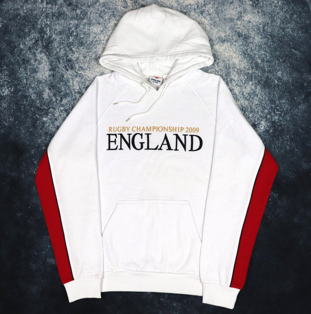 Vintage White & Red England Rugby Championship Hoodie | Medium