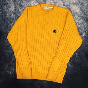 Vintage Yellow Izod Cable Knit Style Jumper | Medium