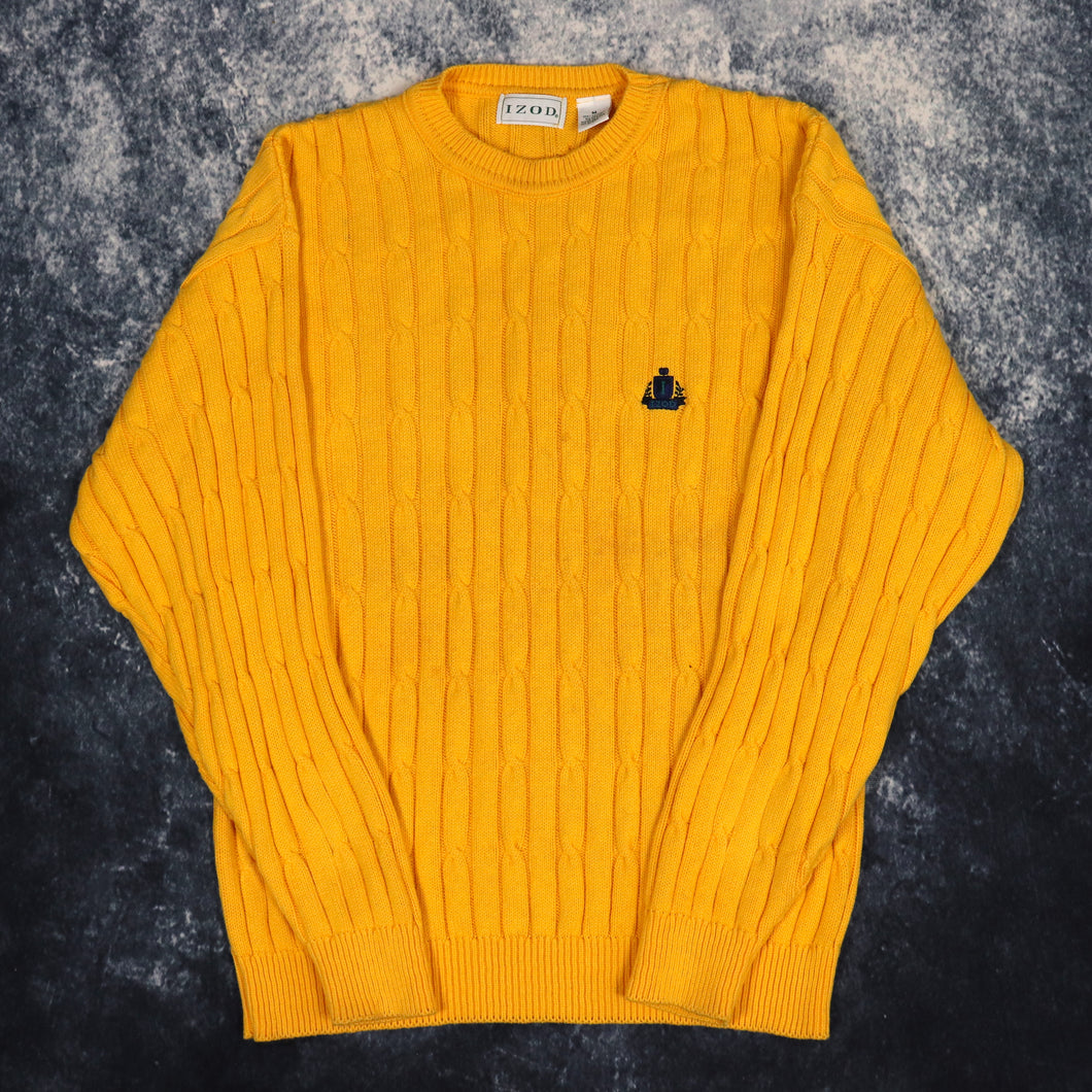 Vintage Yellow Izod Cable Knit Style Jumper | Medium