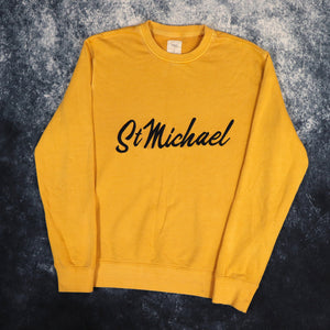 Vintage Yellow St Michael Spell Out Sweatshirt | Medium