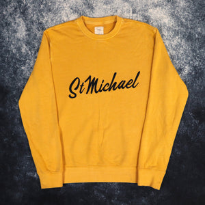 Vintage Yellow St Michael Spell Out Sweatshirt | Medium